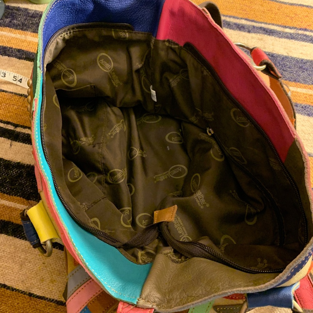 American Leather Boho Patchwork Flower Shoulder B… - image 6